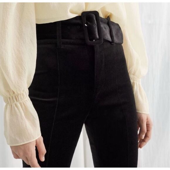 And Other Stories Black Velvet Belted Pants. 8. Black. Beautiful. Office Siren! - Picture 2 of 11